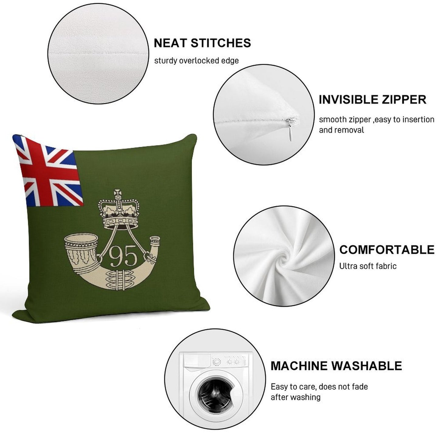 Napoleonic British Flag of The 95th Rifles Soft Luxury Feel Throw Pillow