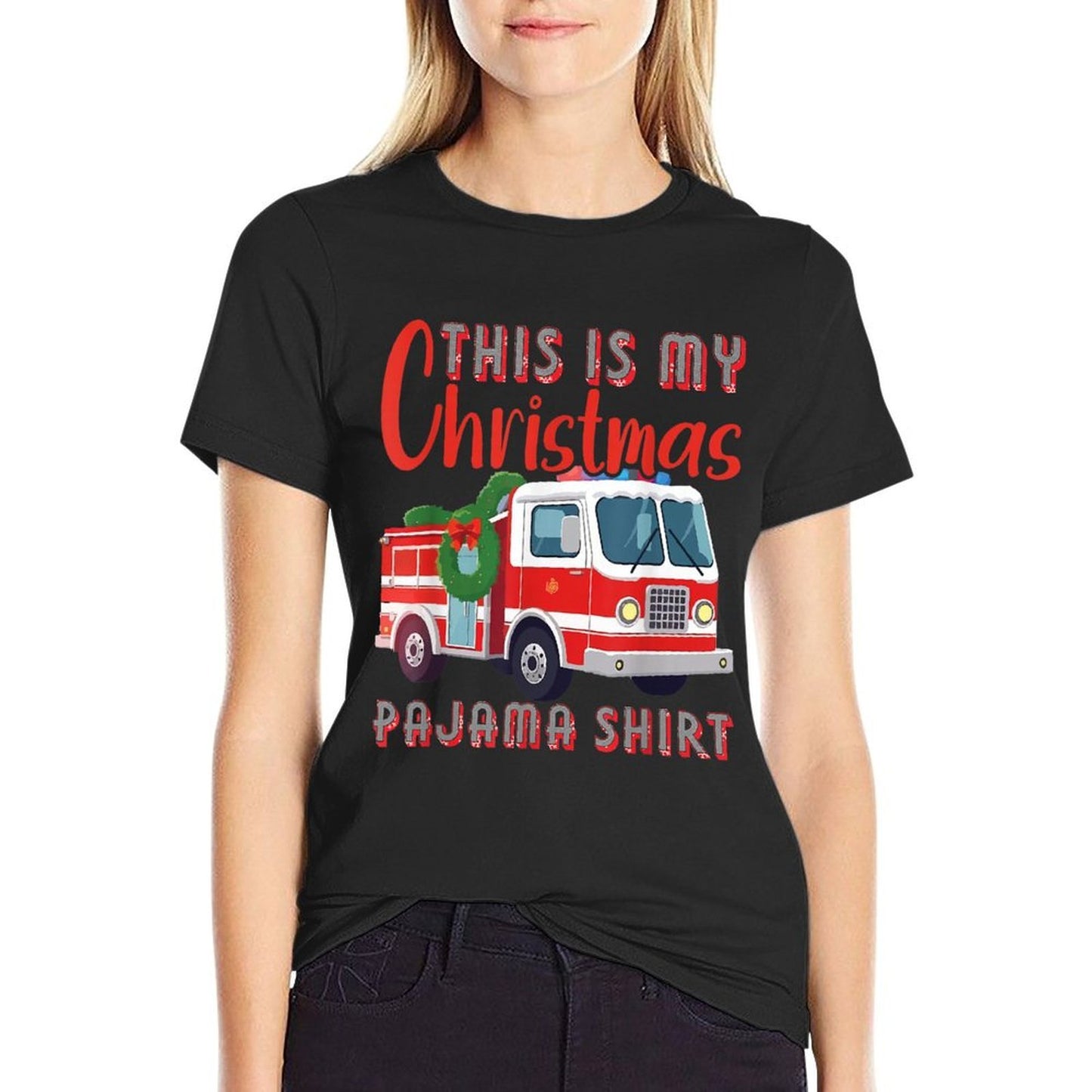 Santa Fireman Xmas Firefighting Funny Firefighter Christmas  Relaxed-fit T-Shirt