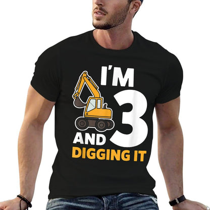 Kids Three Year Old 3yr 3rd Birthday Construction Boy  Vintage-inspired T-Shirt