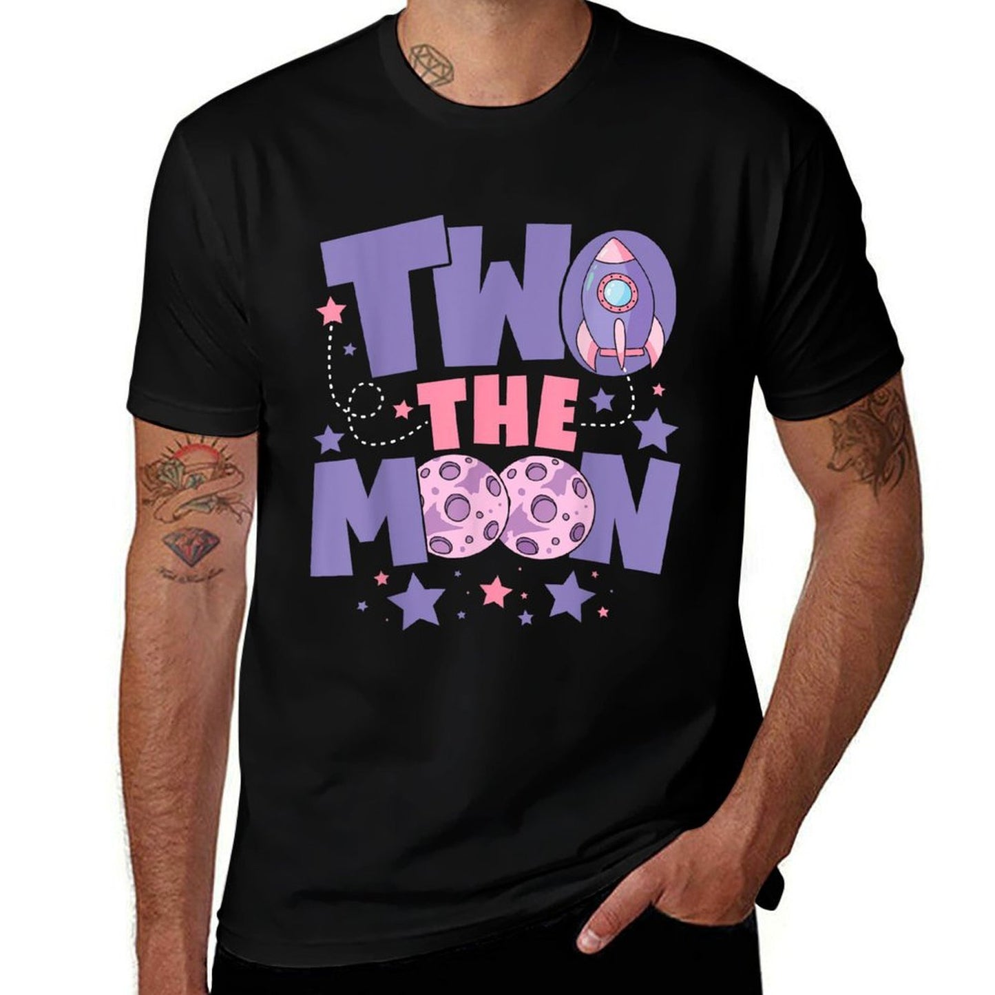 Two The Moon Birthday Outfit Girl 2 Year Old 2nd Birthday  Tagless Design T-Shirt