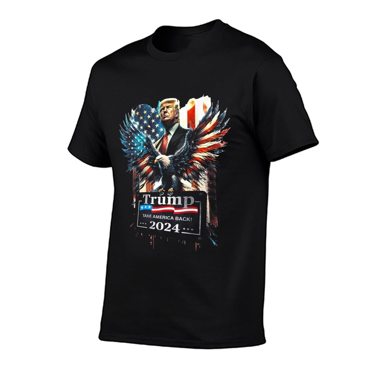 Trump Take America Back 2024 Eagle US (on Back)  Rolled Sleeves T-Shirt