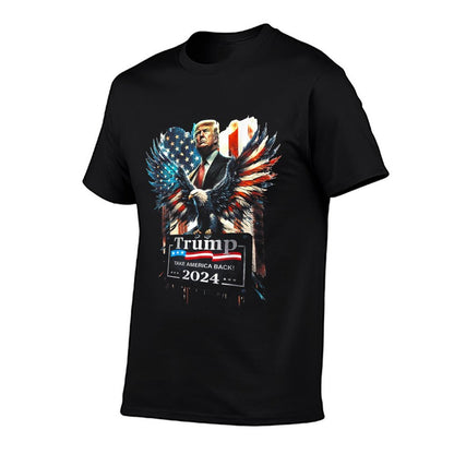 Trump Take America Back 2024 Eagle US (on Back)  Rolled Sleeves T-Shirt
