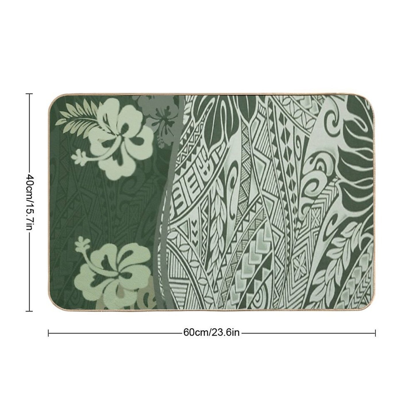 Hawaiian Green Tropical Tapa Print  Long-Lasting Bath Mat