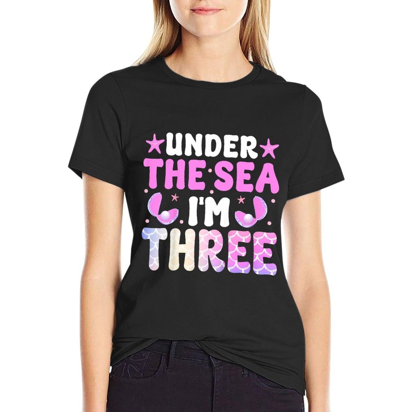 Kids Under The Sea I’m Three Mermaid Kids 3rd Birthday Party  Stretchy T-Shirt