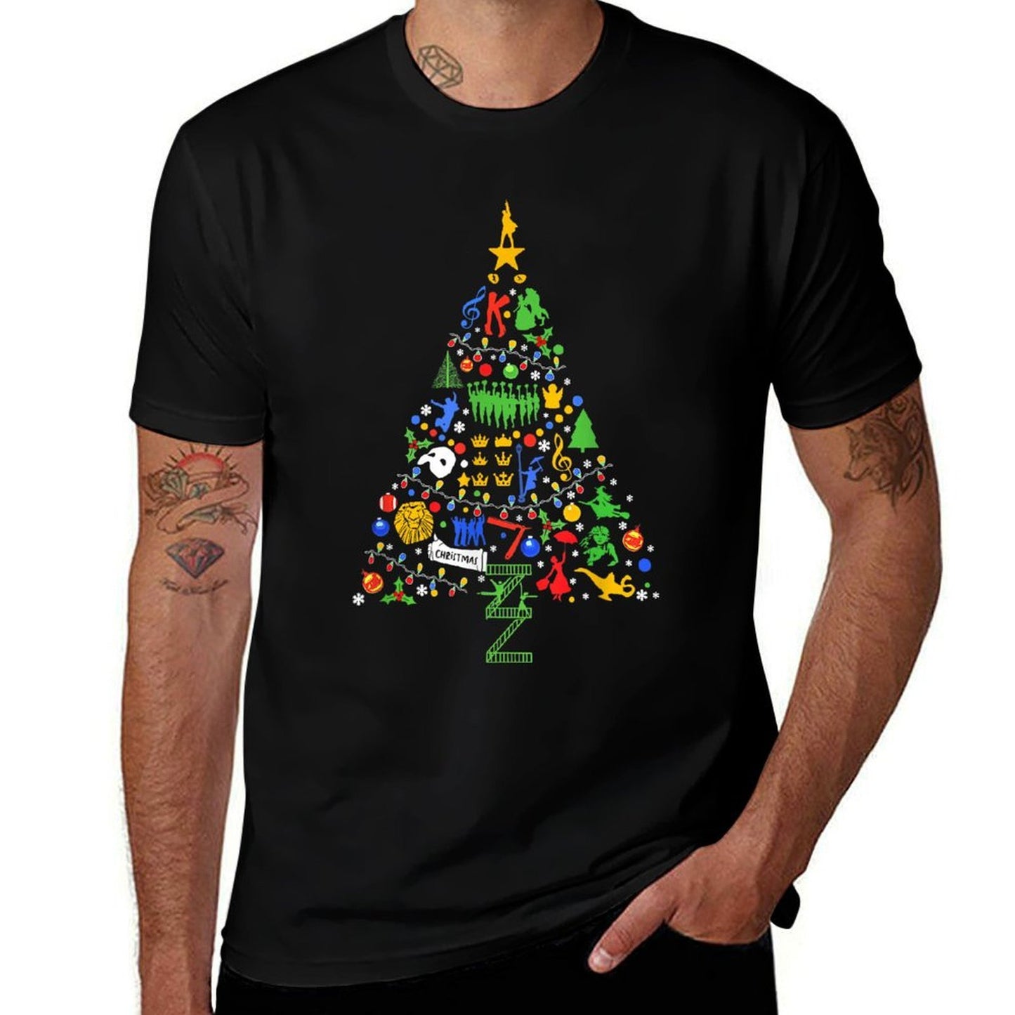 Broadway Christmas Tree Sweater Broadway Ugly Christmas  Cotton T-Shirt