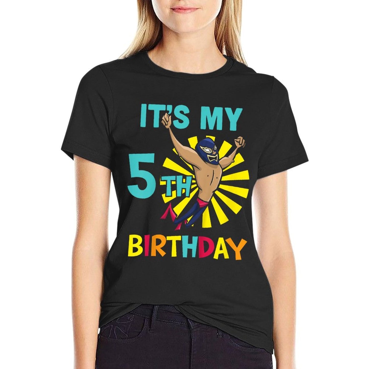 Kids Kids It's My 5th Birthday Wrestling Theme for 5-Year-Old Boy  Relaxed-fit T-Shirt