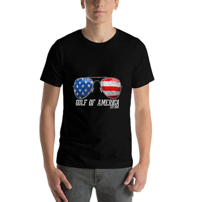 Gulf of US America Est 2025 US Flag Sunglasses Easy-care T-Shirt
