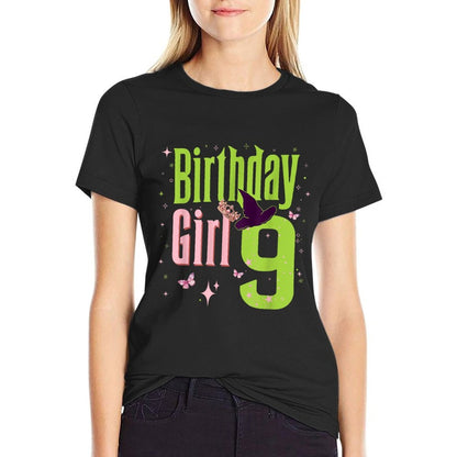 9Th Birthday Witch Pink And Green 9 Year Old Birthday Girl  Affordable Price T-Shirt