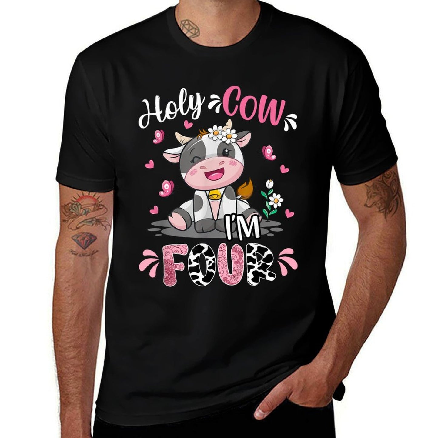 Holy Cow I'm Four 4 Years Old 4th Birthday Girl Outfit Comfortable T-Shirt