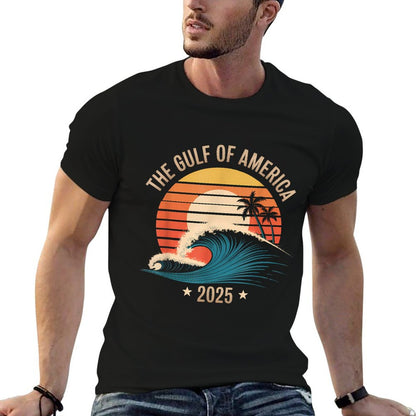 Gulf Of US America Vintage Sunset Flag Retro 2025 Durable T-Shirt