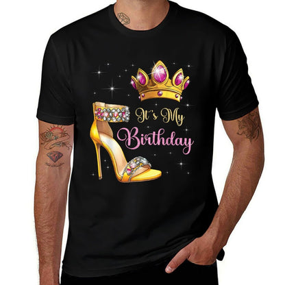 Its My Birthday High Heel Crown Butterflies Stars B-Day  Stretchy T-Shirt