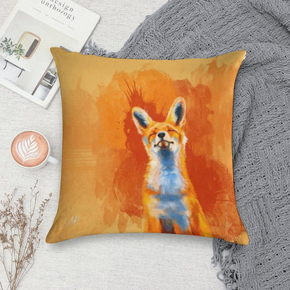 Happy Fox - Fox Illustration, Animal Art, Happiness Soft Washable Throw Pillow