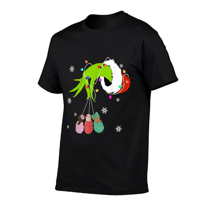 NICU Labor Delivery Nurse Santa Christmas Xmas Pajamas Funny  Ribbed Collar T-Shirt