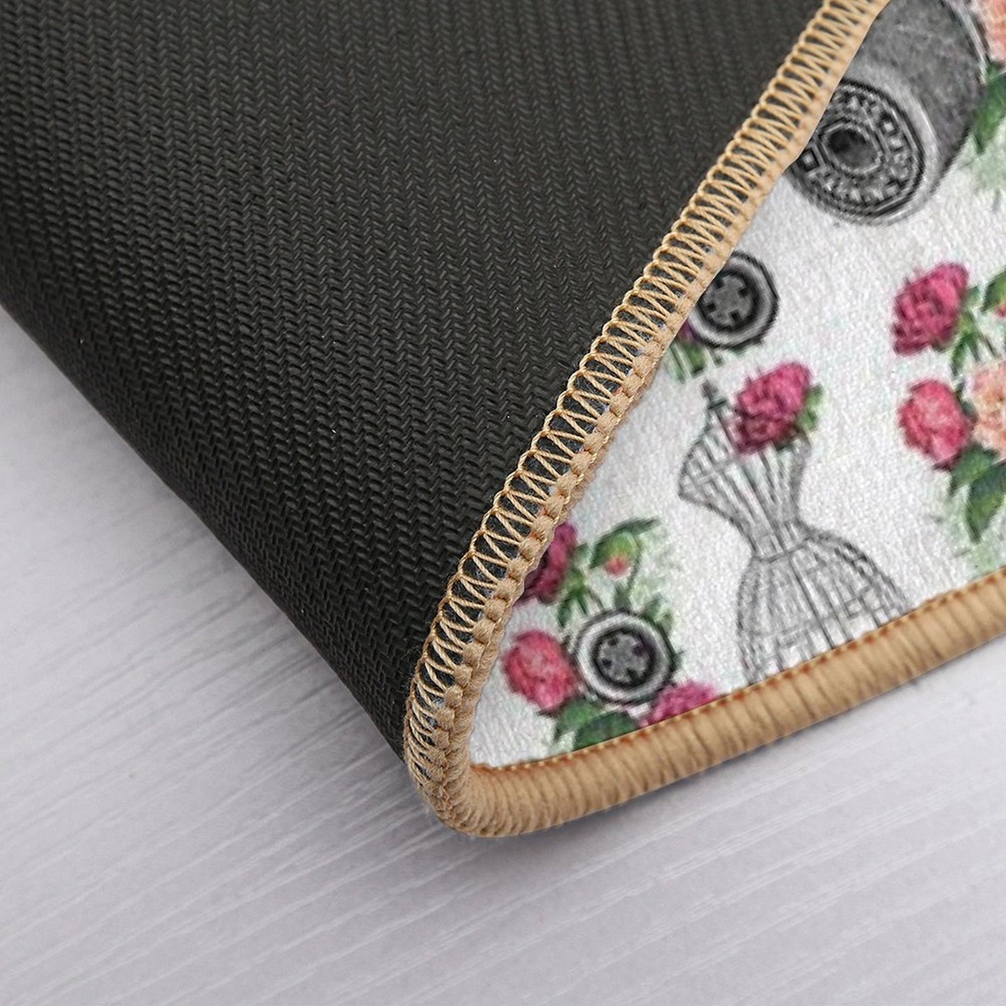 Vintage Sewing Pink Roses  Rapid-Drying Bath Mat