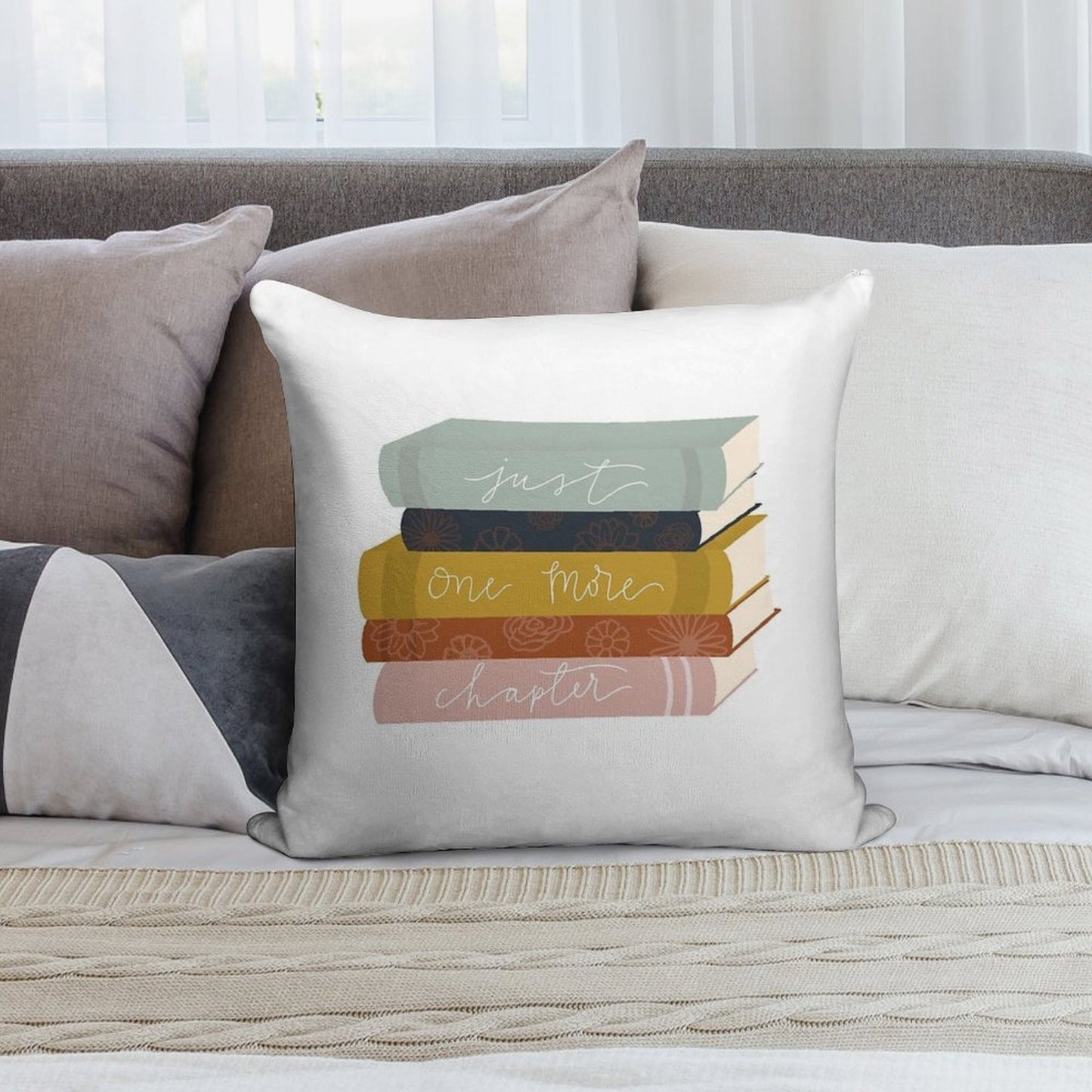 Just One More Chapter Soft Fade-Resistant Throw Pillow