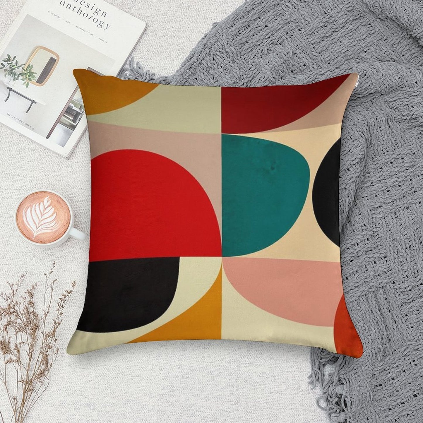 Modern Abstract Mid Century Soft Home Decor Throw Pillow