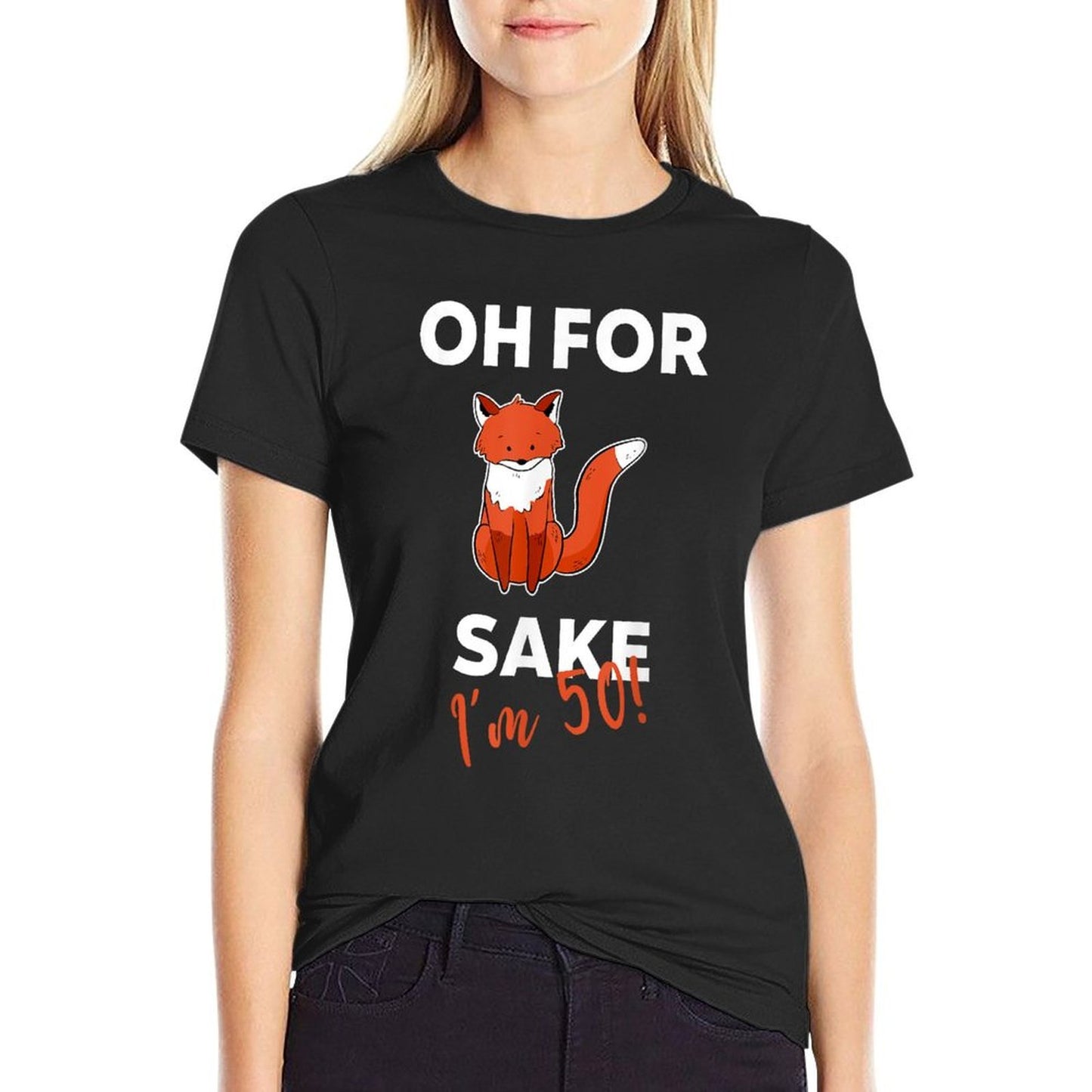 Oh For Fox Sake Funny Pun Sarcastic for 50th Birthday  Heathered Texture T-Shirt