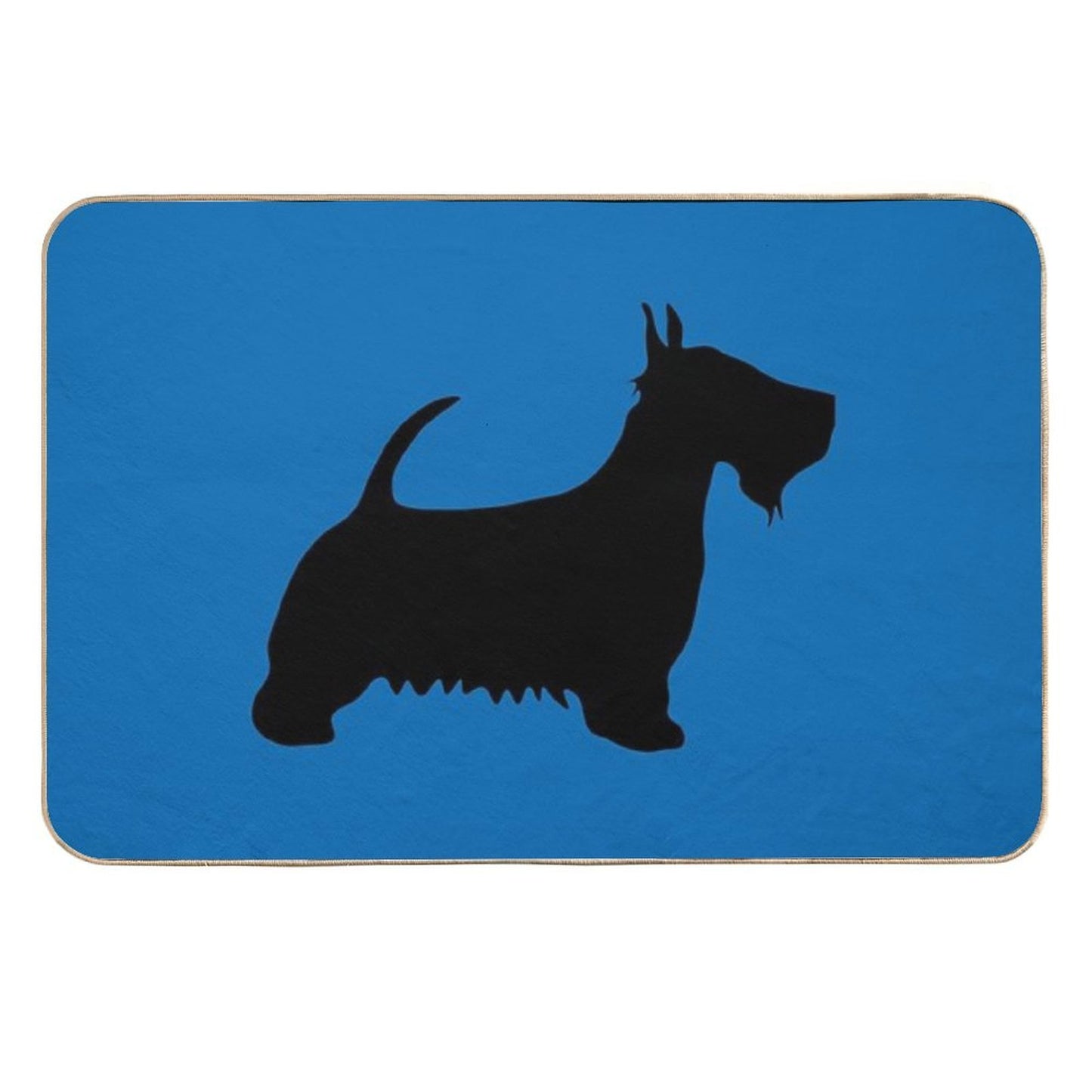 Scottish Terrier Dog Silhouette - Black on Scottish Saltire Blue Background  Rapid-Drying Bath Mat