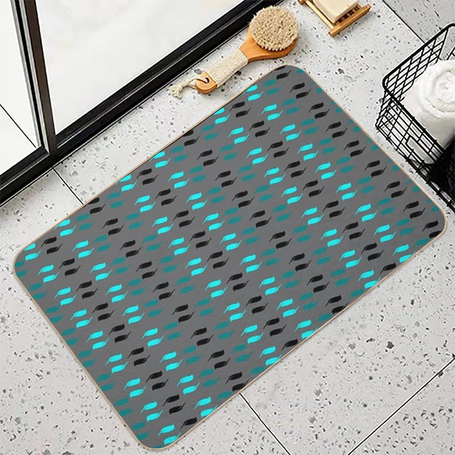 Aqua And Teal  Long-Lasting Bath Mat