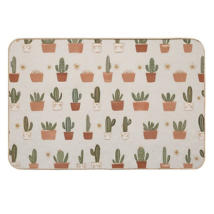 Cute Cactus Pattern – Terracotta Potted Plant Illustration  Anti-Trip Bath Mat