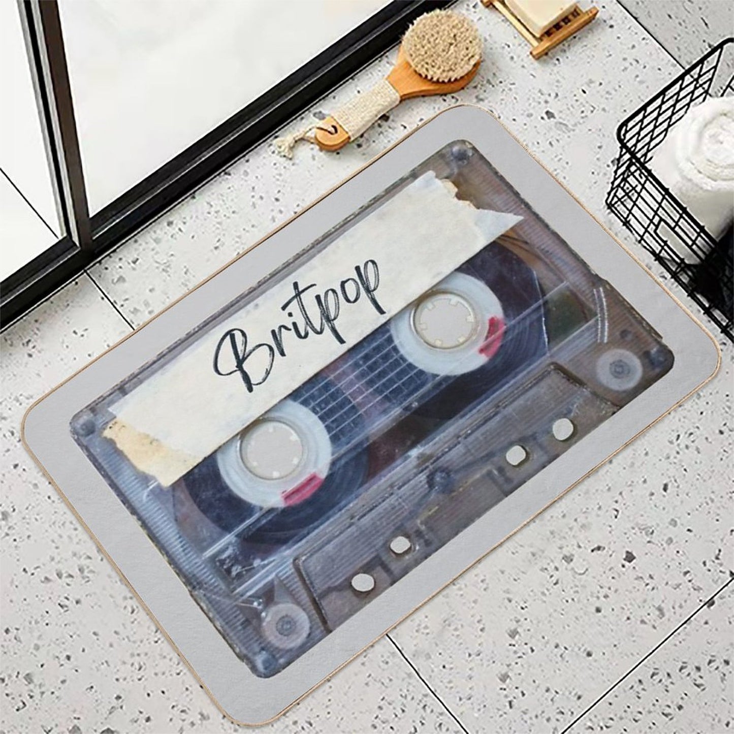 Best of Britpop Music Songs Style Cassette Old School  Easy Maintenance Bath Mat