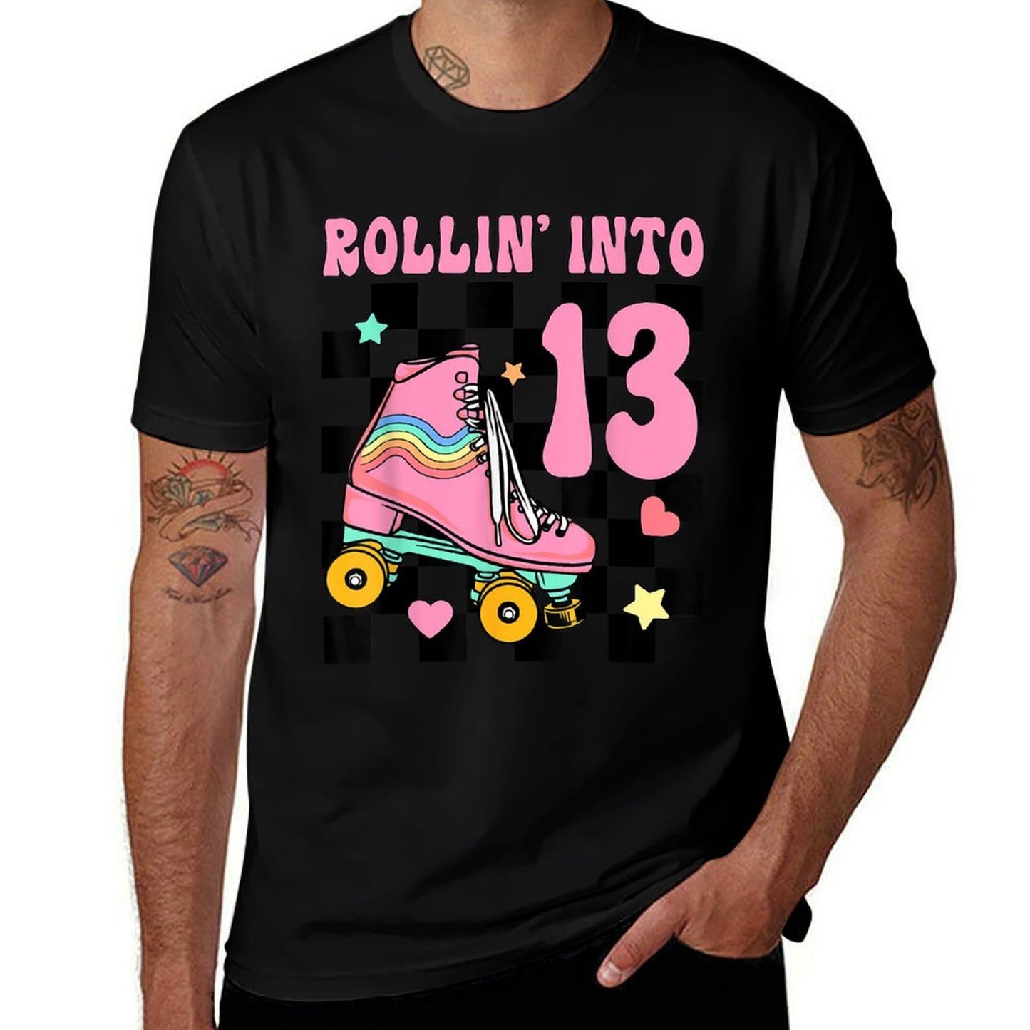 Rolling Into 13 Years Old Roller Skating Girl 13th Birthday  Stretchy T-Shirt