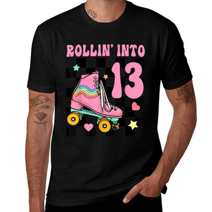 Rolling Into 13 Years Old Roller Skating Girl 13th Birthday  Stretchy T-Shirt