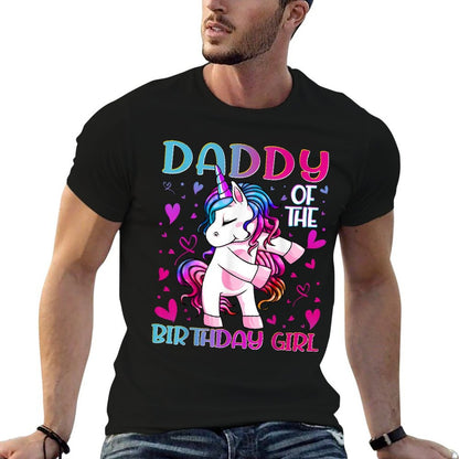 Daddy of The Birthday Girl Flossing Unicorn Dad Daddy Gifts  Relaxed-fit T-Shirt