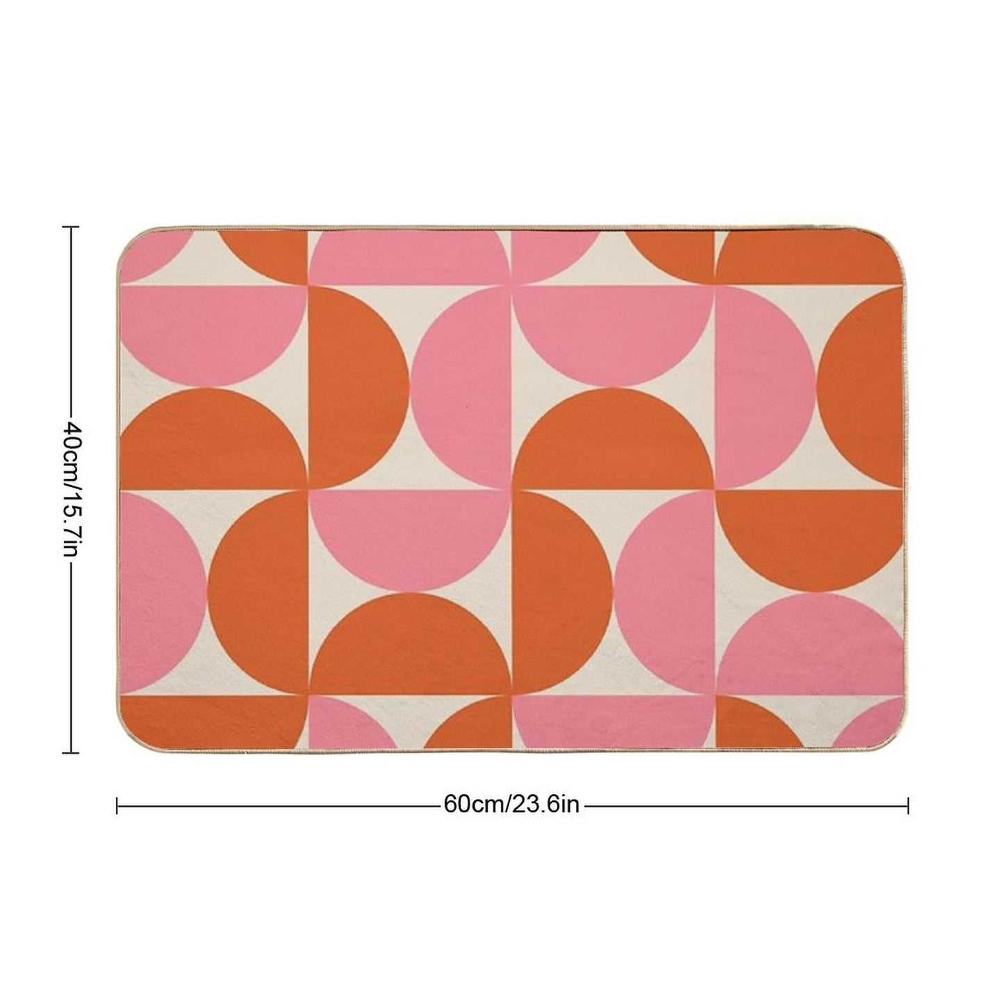 Minimalist Geometric  Mid Century Modern Abstract Half Circles Pattern in Pink And Orange Durable Bath Mat