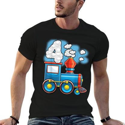 Chugga Chugga Train 4th Birthday Party Supply Birthday Boy  Trendy Pattern T-Shirt