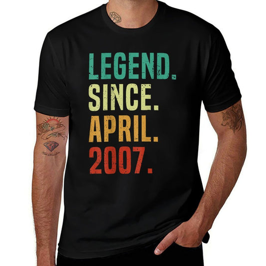 18 Years Old Legend Since April 2007 18th Birthday  Cotton T-Shirt