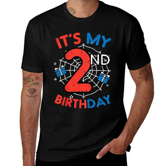 Kids Its My 2nd Birthday Spider Web 2 Year Old Bday Boys Toddler  Polyester Blend T-Shirt