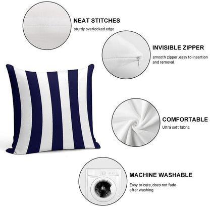 Classic Navy Blue And White Stripes Soft Gift Ready Throw Pillow