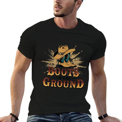 Boots On The Ground Western Cowboy Rodeo Country  Heathered Texture T-Shirt