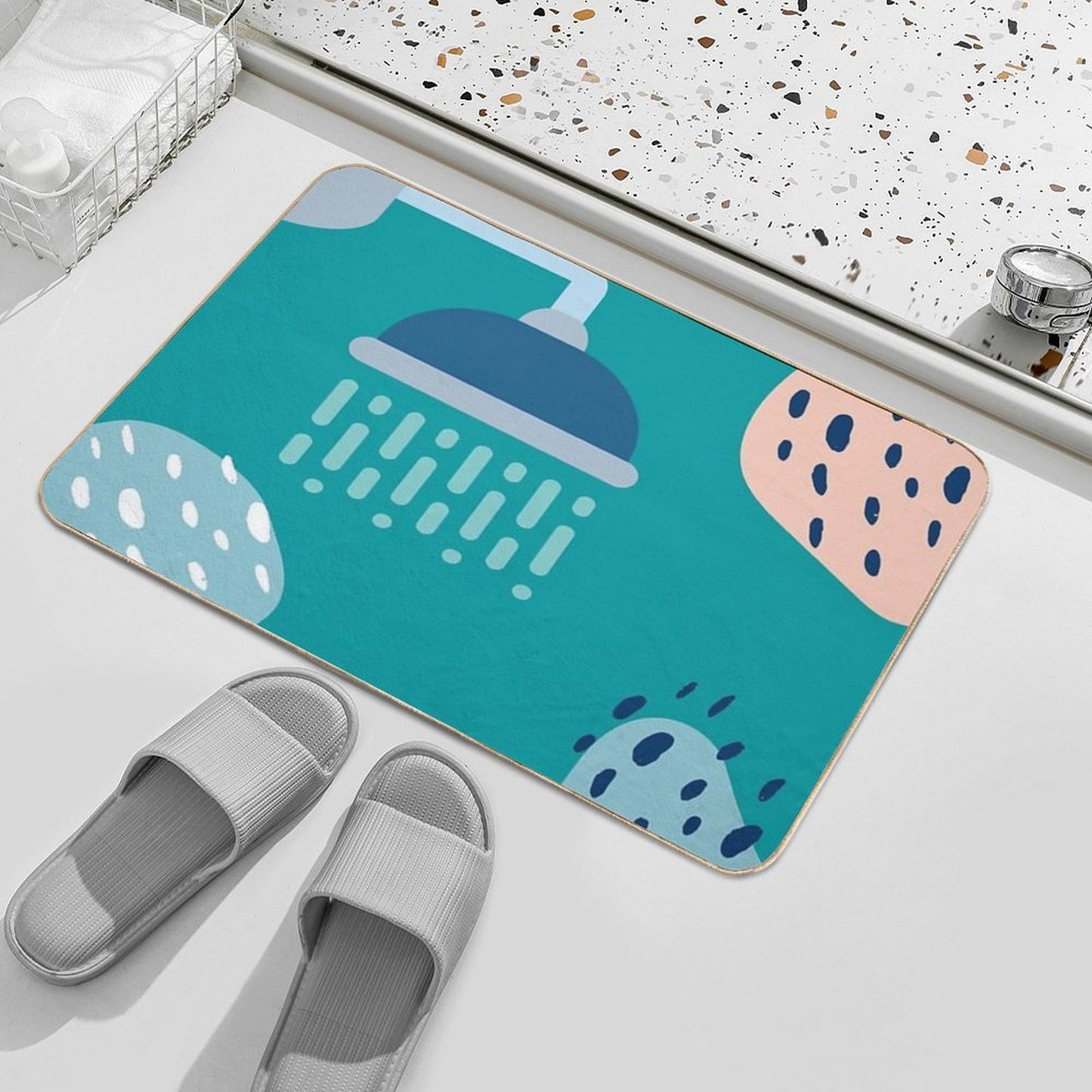Blue Water Shower  Easy Maintenance Bath Mat