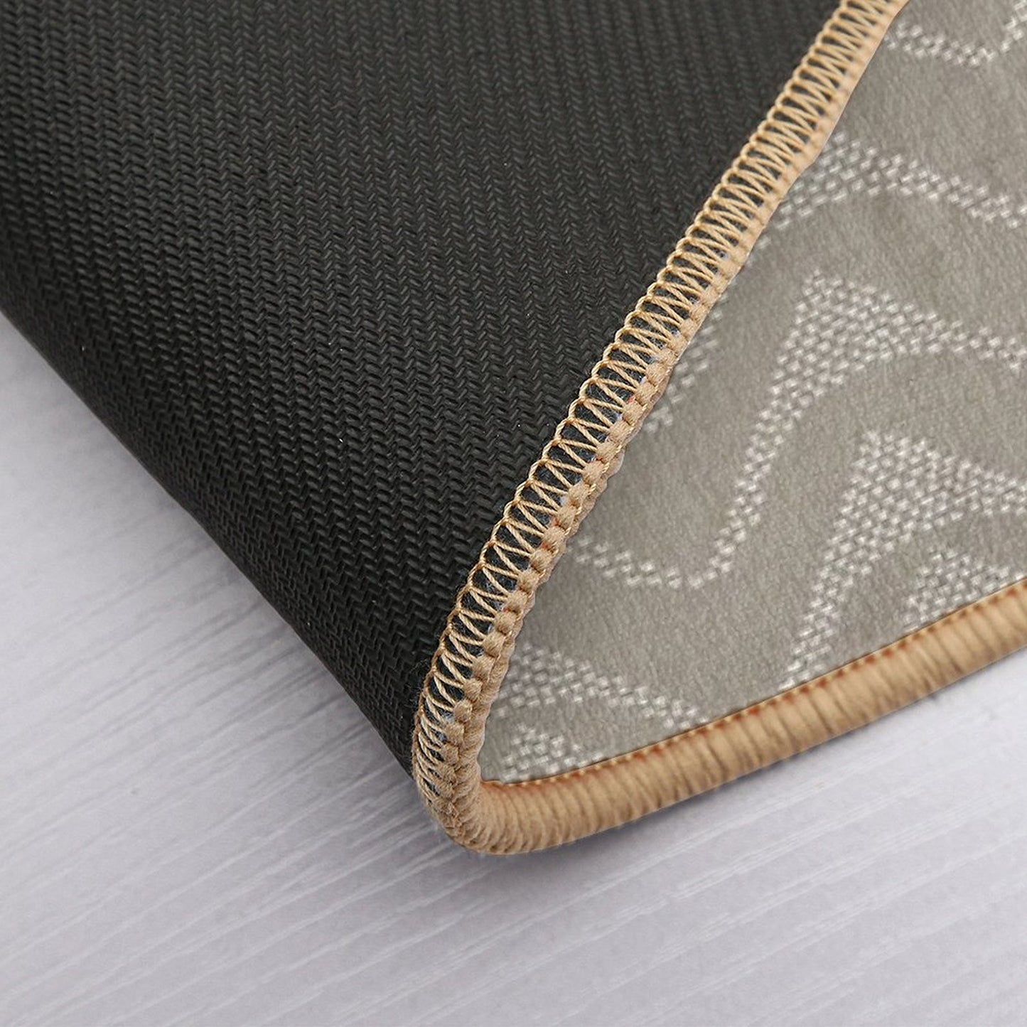 Horizontal Stippled Lines White on Taupe  Rapid-Drying Bath Mat