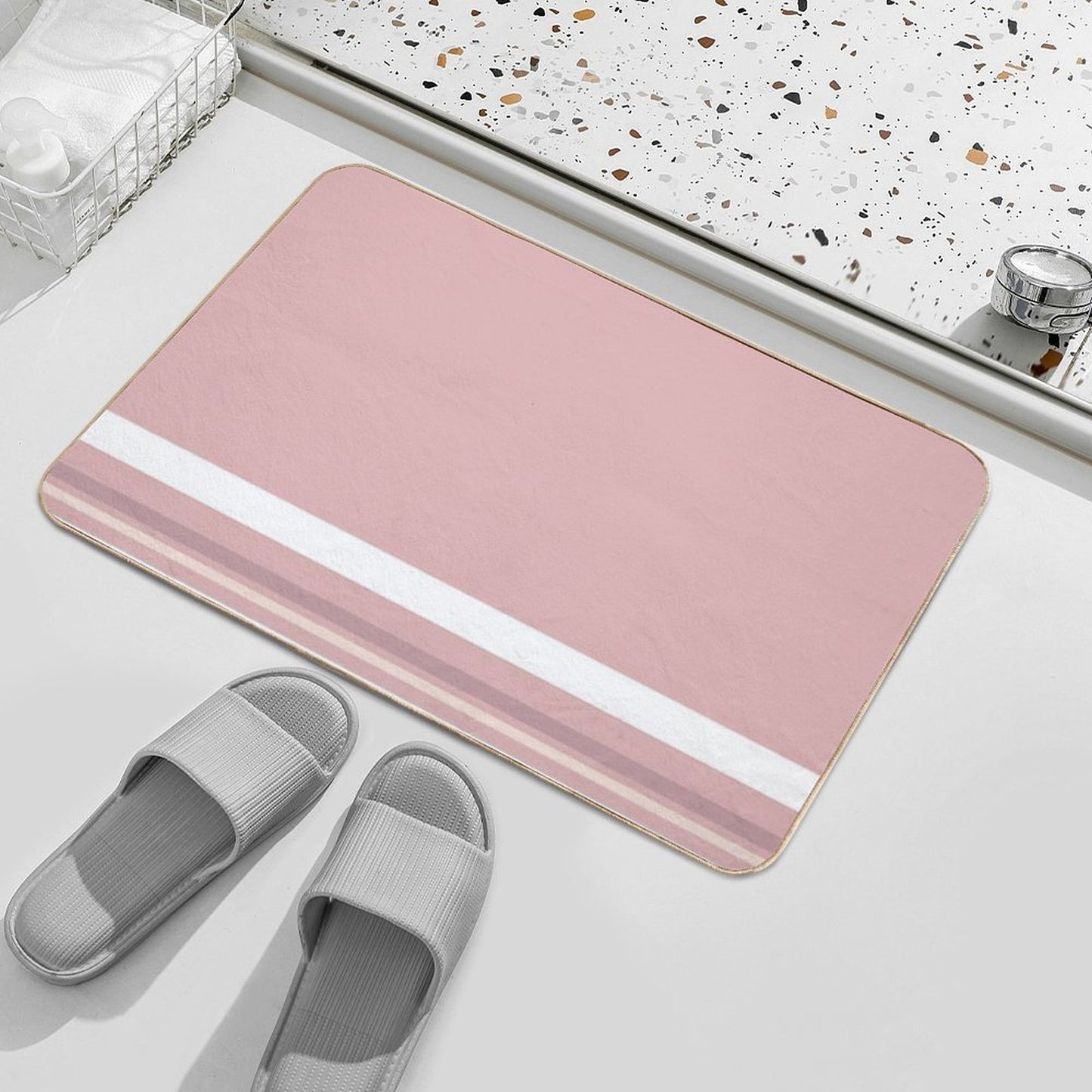 Line Art Neutral Pink  Versatile Bath Mat