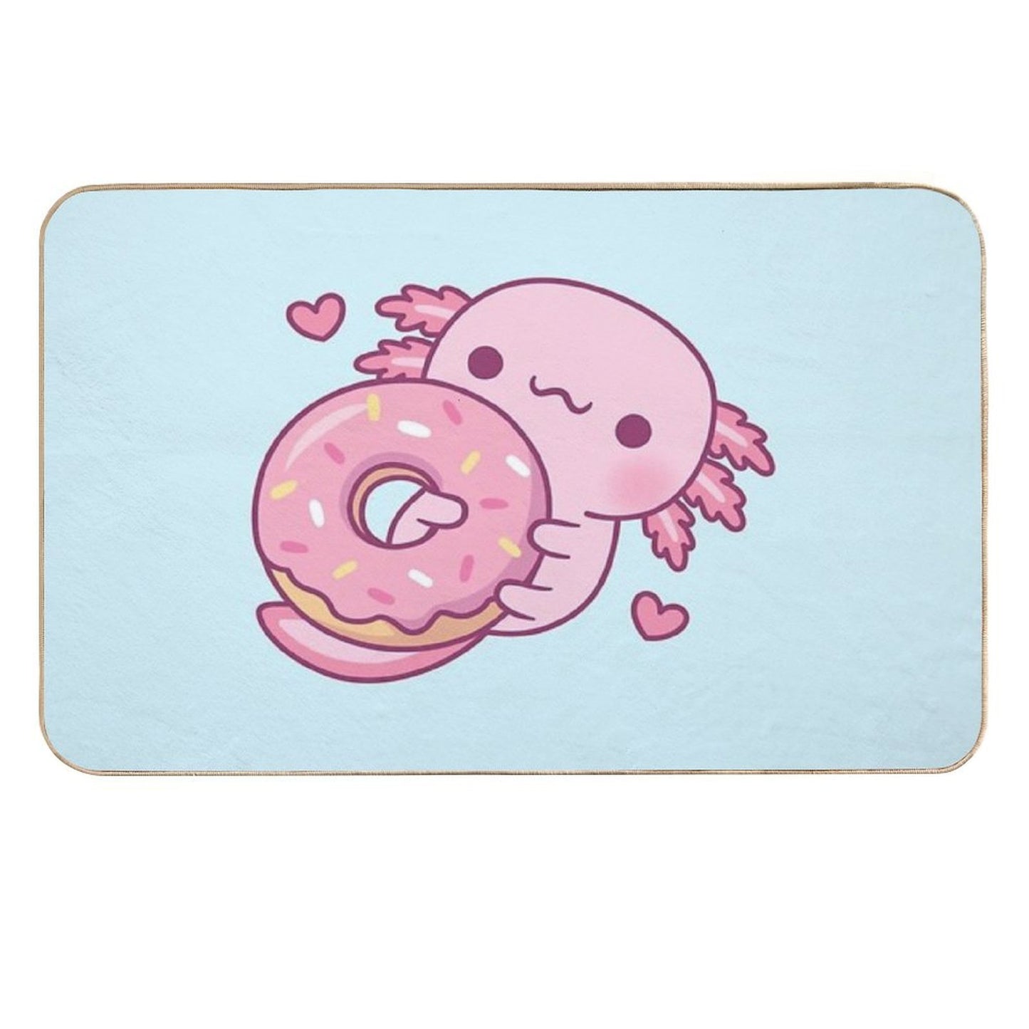 Cute Axolotl Hugging Donut Durable Bath Mat