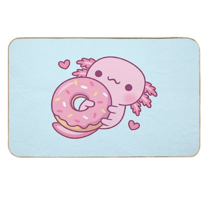 Cute Axolotl Hugging Donut Durable Bath Mat