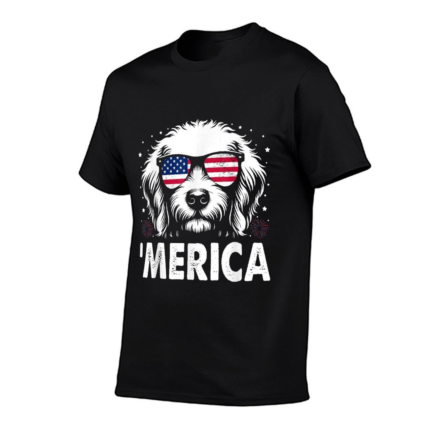 Goldendoodle 4th Of July Merica Patriotic Dog  Wrinkle-resistant T-Shirt