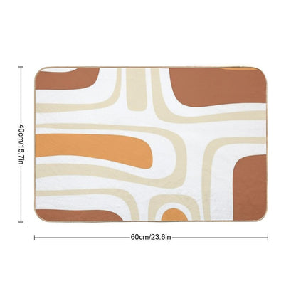Palm Springs Mid-Century Minimalist Abstract Brown Ochre Beige White  Rapid-Drying Bath Mat