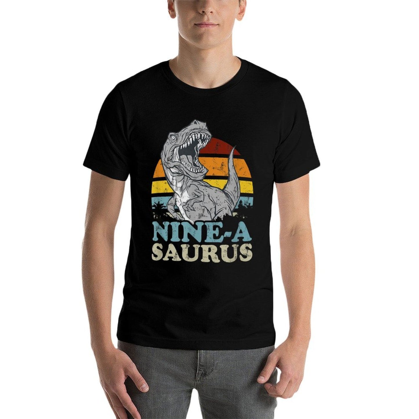 Nine-A Saurus Two Rex Birthday 9 Year Old T-Rex  Easy-care T-Shirt