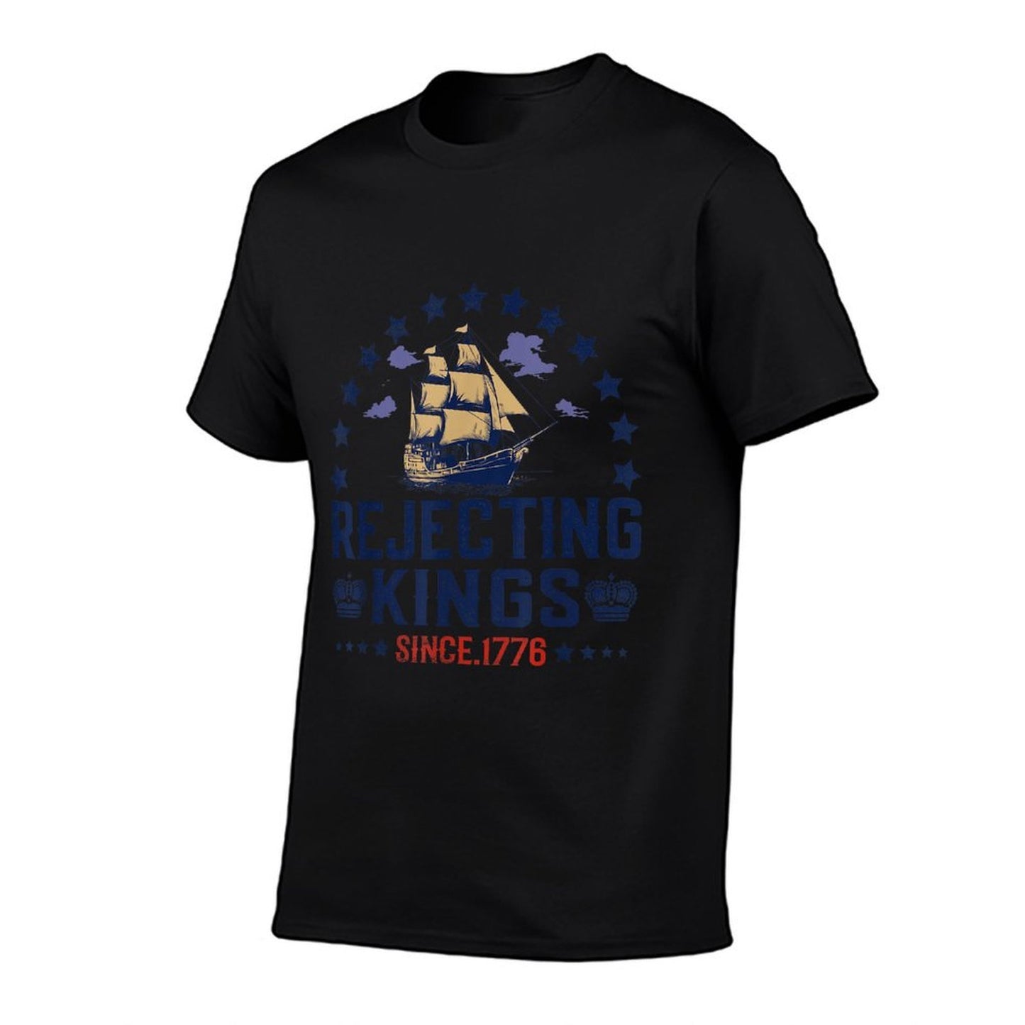 Rejecting Kings Since 1776 Vintage Patriotic No Kings  Rolled Sleeves T-Shirt