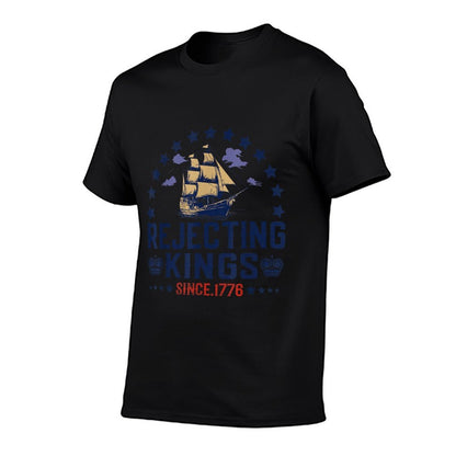Rejecting Kings Since 1776 Vintage Patriotic No Kings  Rolled Sleeves T-Shirt