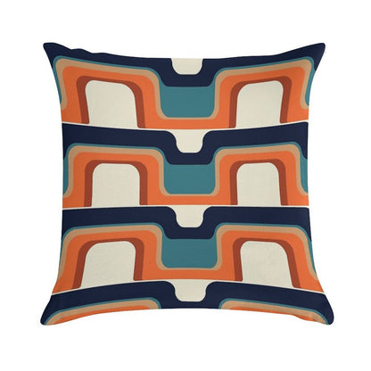 Mid-Century Modern Meets 1970s Orange & Blue Soft Durable Construction Throw Pillow