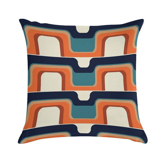 Mid-Century Modern Meets 1970s Orange & Blue Soft Durable Construction Throw Pillow