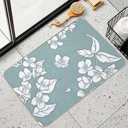 Jasmine Flowers Seamless Pattern  Easy Maintenance Bath Mat