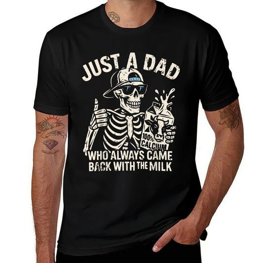 Skeleton Funny Just A Dad Who Always Came Back With The Milk  Lightweight T-Shirt