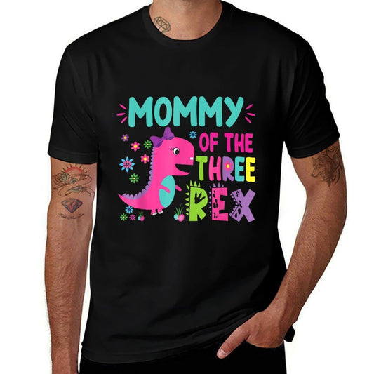 Mommy of The Three Rex Birthday Dinosaur Family Matching  Oversized Silhouette T-Shirt