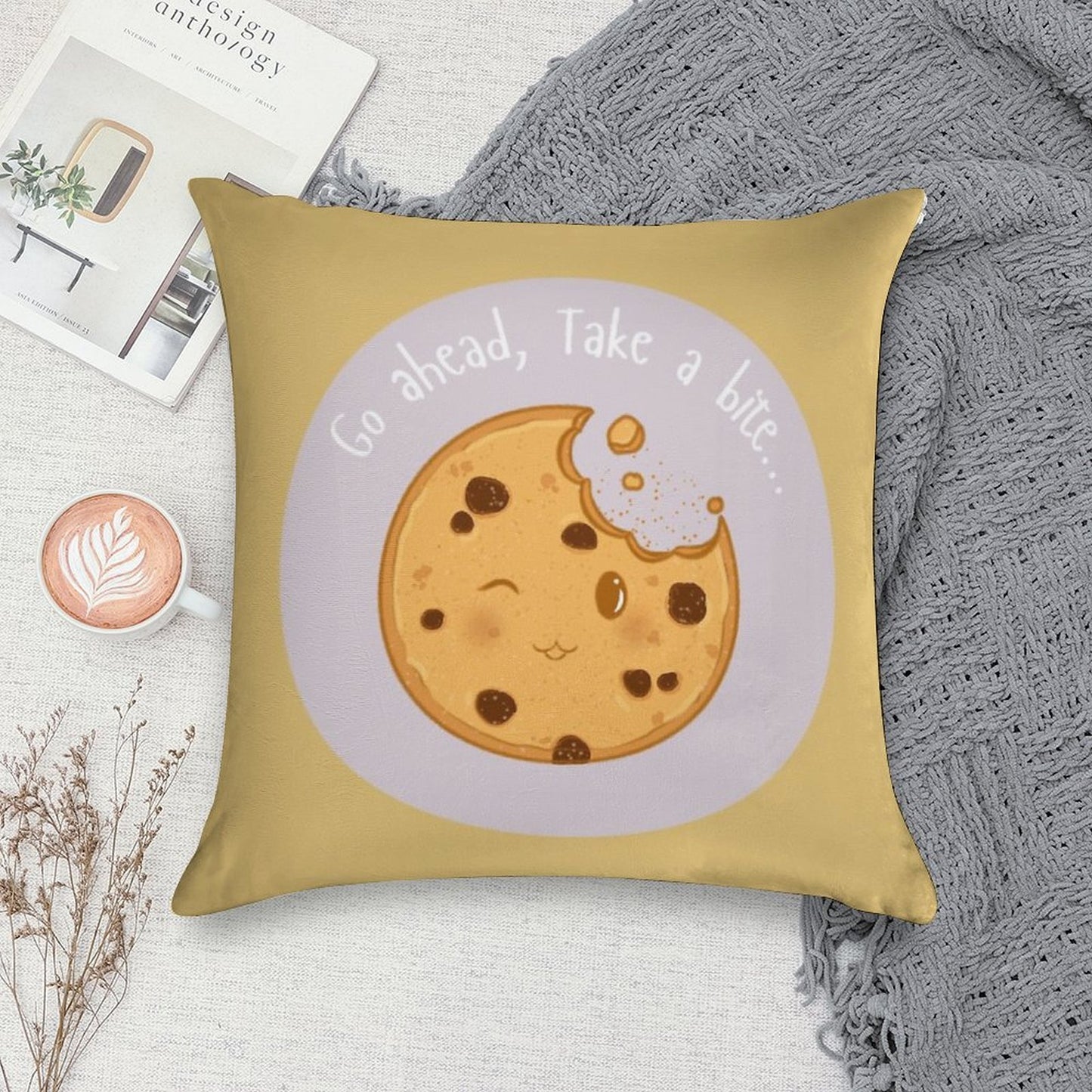 Collection Go Ahead, Take A Bite... – Cookie Soft Short Plush Fabric Throw Pillow